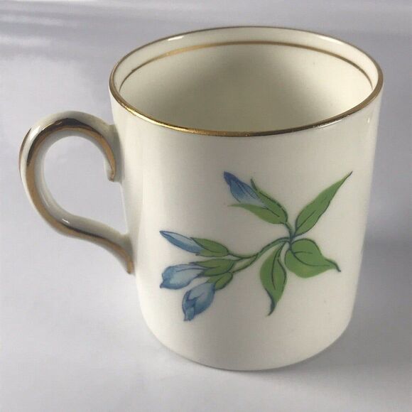 Royal Chelsea Demitasse Coffee Tea Cup Saucer w Blue Lillies Lily VTG - Picture 8 of 12